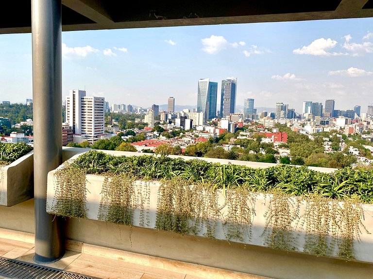 Penthouse con la mejor vista de Cdmx, 6 personas, Gym y 2 pa