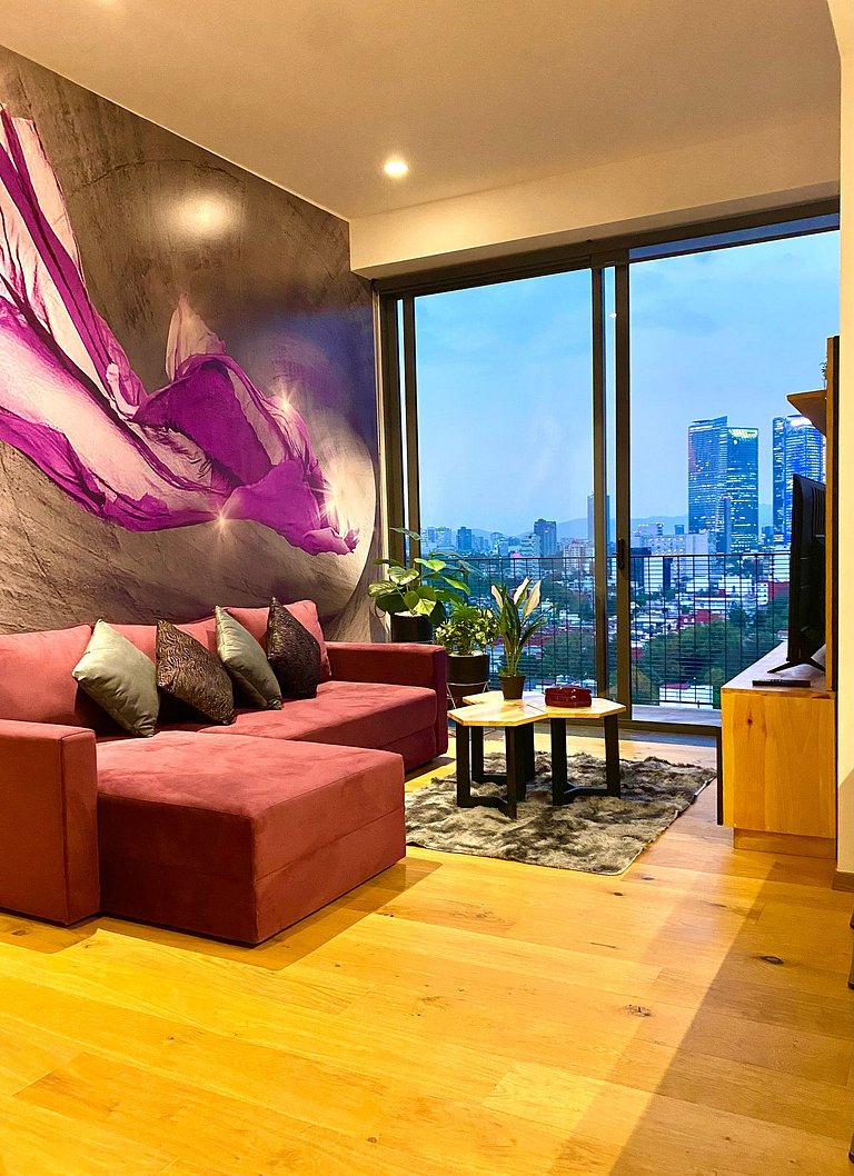 Penthouse con la mejor vista de Cdmx, 6 personas, Gym y 2 pa