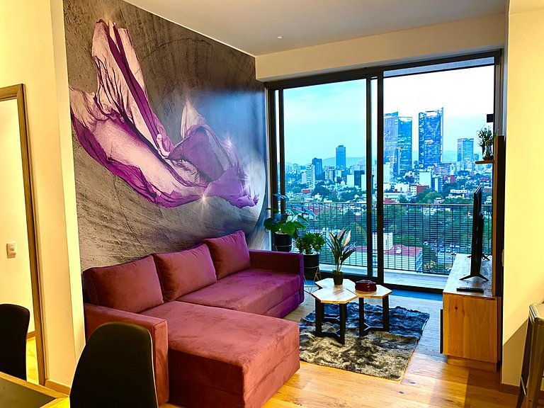 Penthouse con la mejor vista de Cdmx, 6 personas, Gym y 2 pa