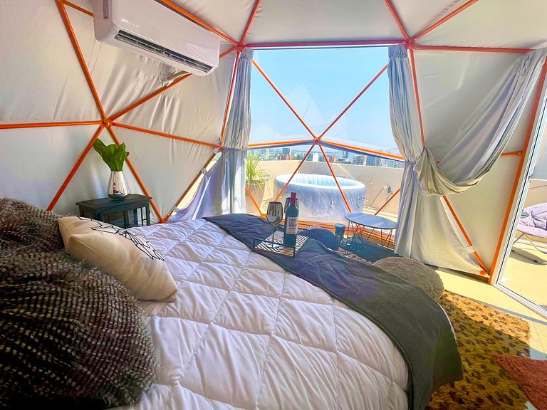 Glamping con jacuzzi en piso 15, único en Gdl, vistas espect