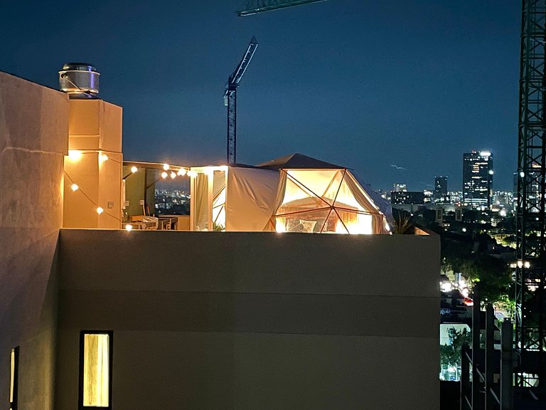 Glamping con jacuzzi en piso 15, único en Gdl, vistas espect